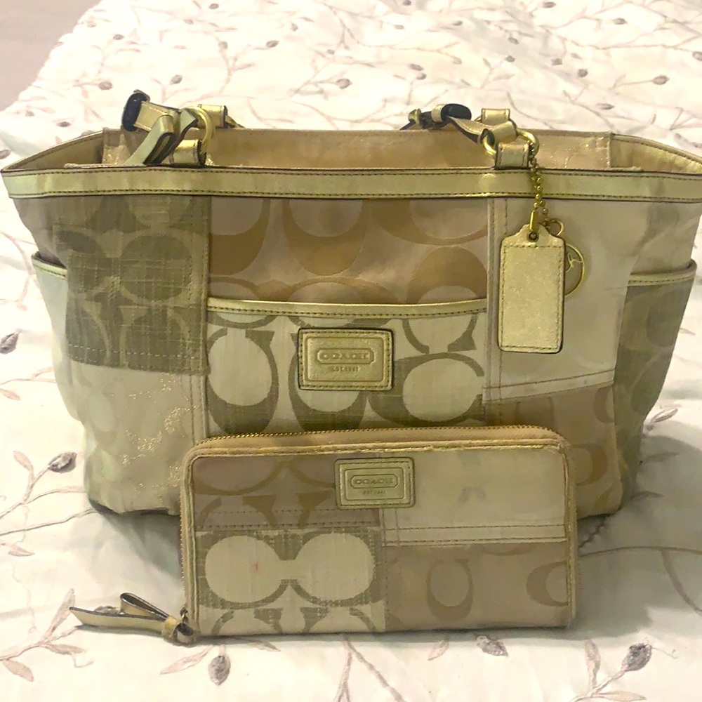 Rare Coach Signature Patchwork Purse & Wallet set